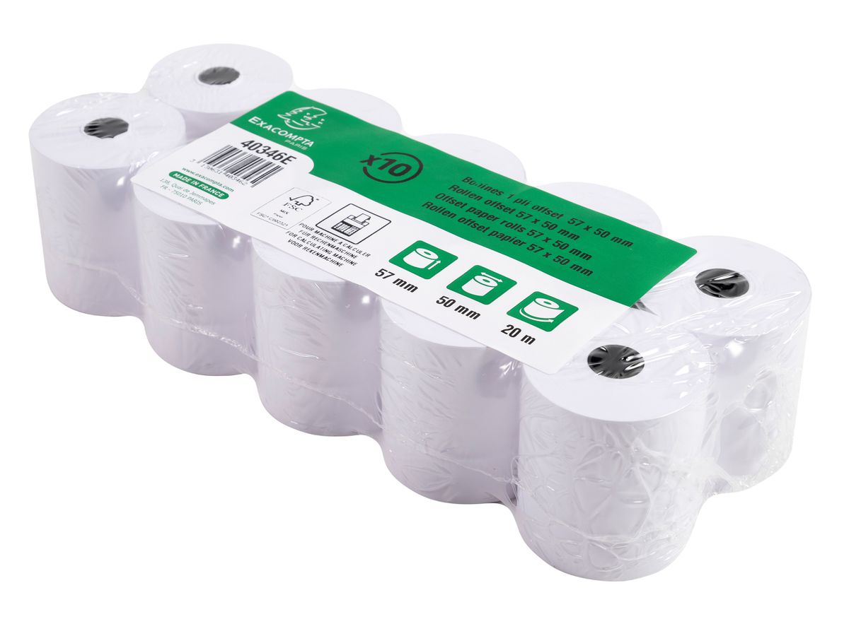 EXACOMPTA Rotolo di carta offset 10 pz. 40346E 57x50mmx20m per cassa (3130631403462)