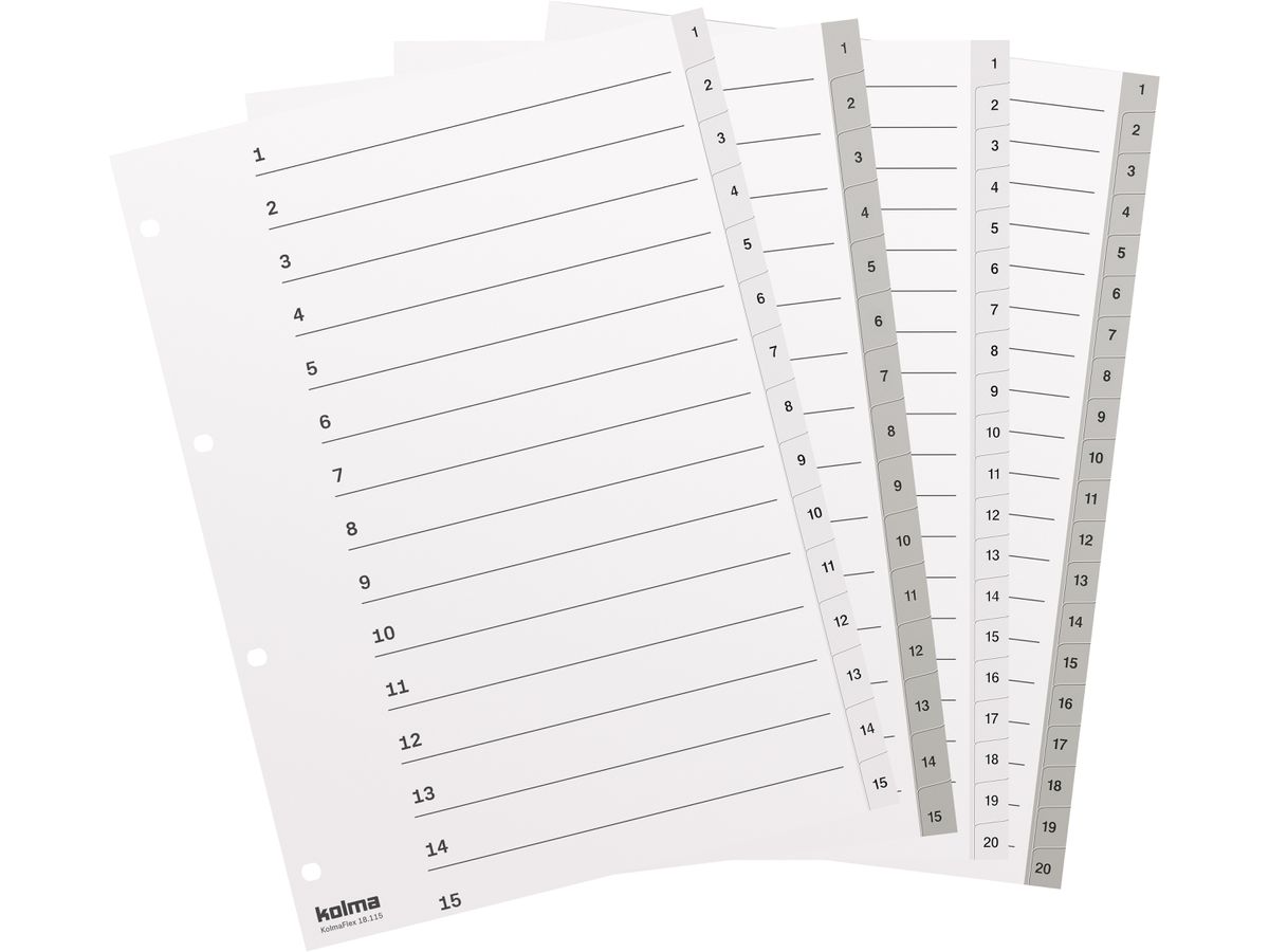 KOLMA Register KolmaFlex A4 18.115.03 grau 1-15 (7611967180228)