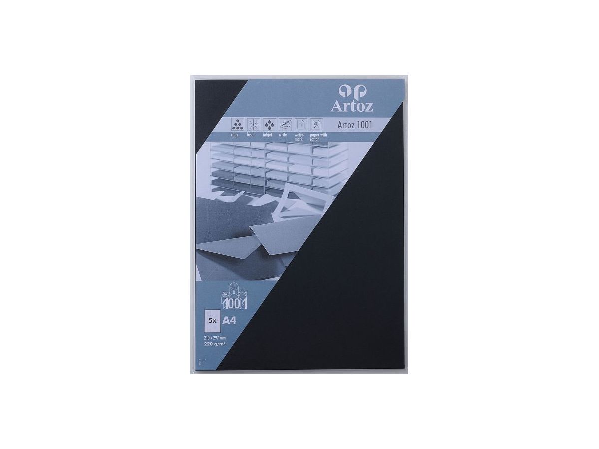 ARTOZ Cartes 1001 A4 107696142 220g, noir 5 feuilles (7612450251012)
