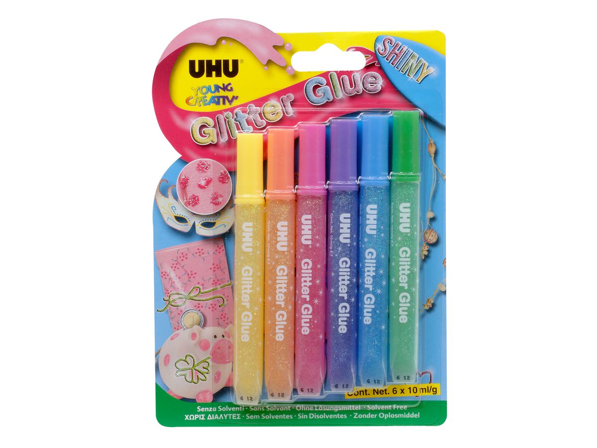 UHU Glitter Glue Shiny 39110 6 pz. (4026700391107)
