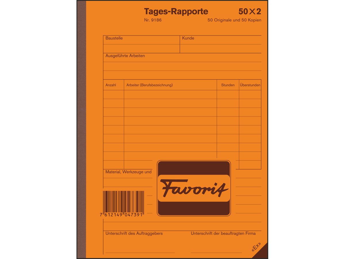FAVORIT Tages-Rapport D A5 9186 weiss/weiss 50x2 Blatt (7612149047391)