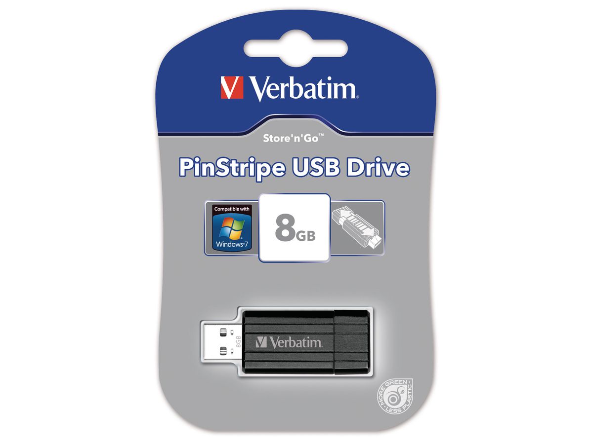 VERBATIM USB-Drive Pin Stripe 8GB 49062 black (0023942490623)