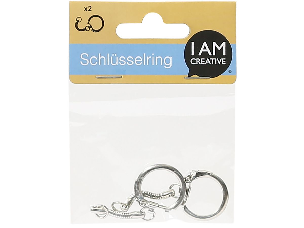 I AM CREATIVE Schlüsselringe 4100.11 mit Kette, 6cm, 2 Stück (7613295186743)