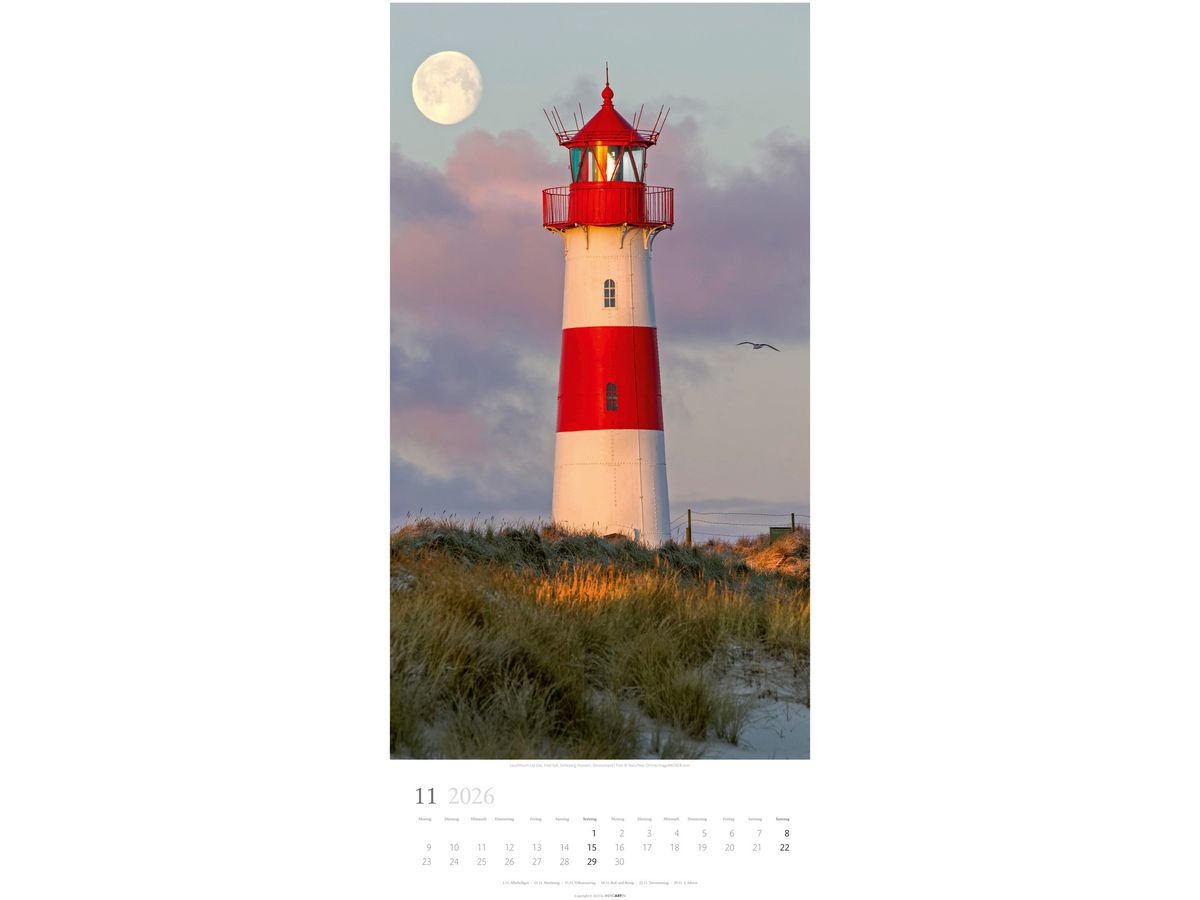 WEINGARTEN Bildkalender 2026 3150600+26 Leuchttürme DE 33x68cm (9783839902196)