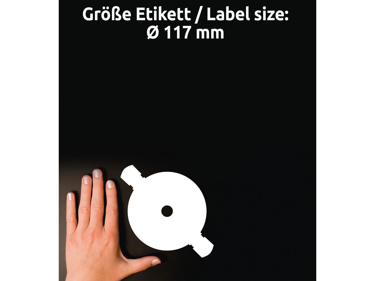 AVERY ZWECKFORM Etikette f. CD, glossy 117mm C9660-25 InkJet,SuperSize 50 St./25 Bl. (4004182233849)
