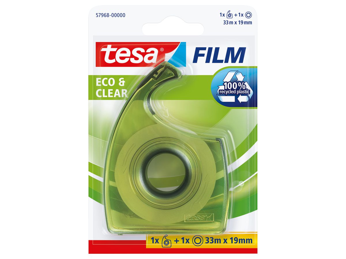 TESA Dérouleur à main EasyCut Blis. 579680000 vert, incl. 1 rouleau 19mmx33m (4042448166302)