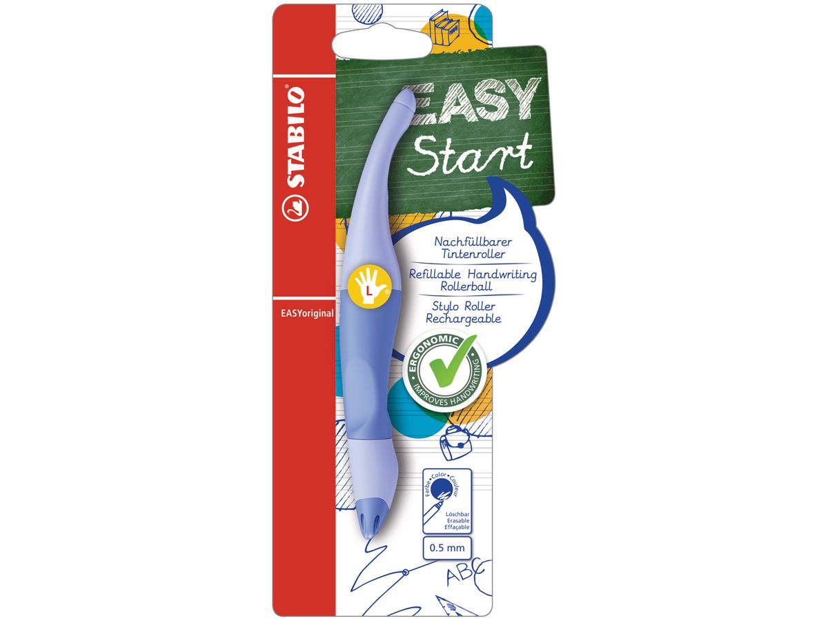 STABILO Roller à encre Easy Original B-58463-3 bleu pastel, gaucher (4006381584630)