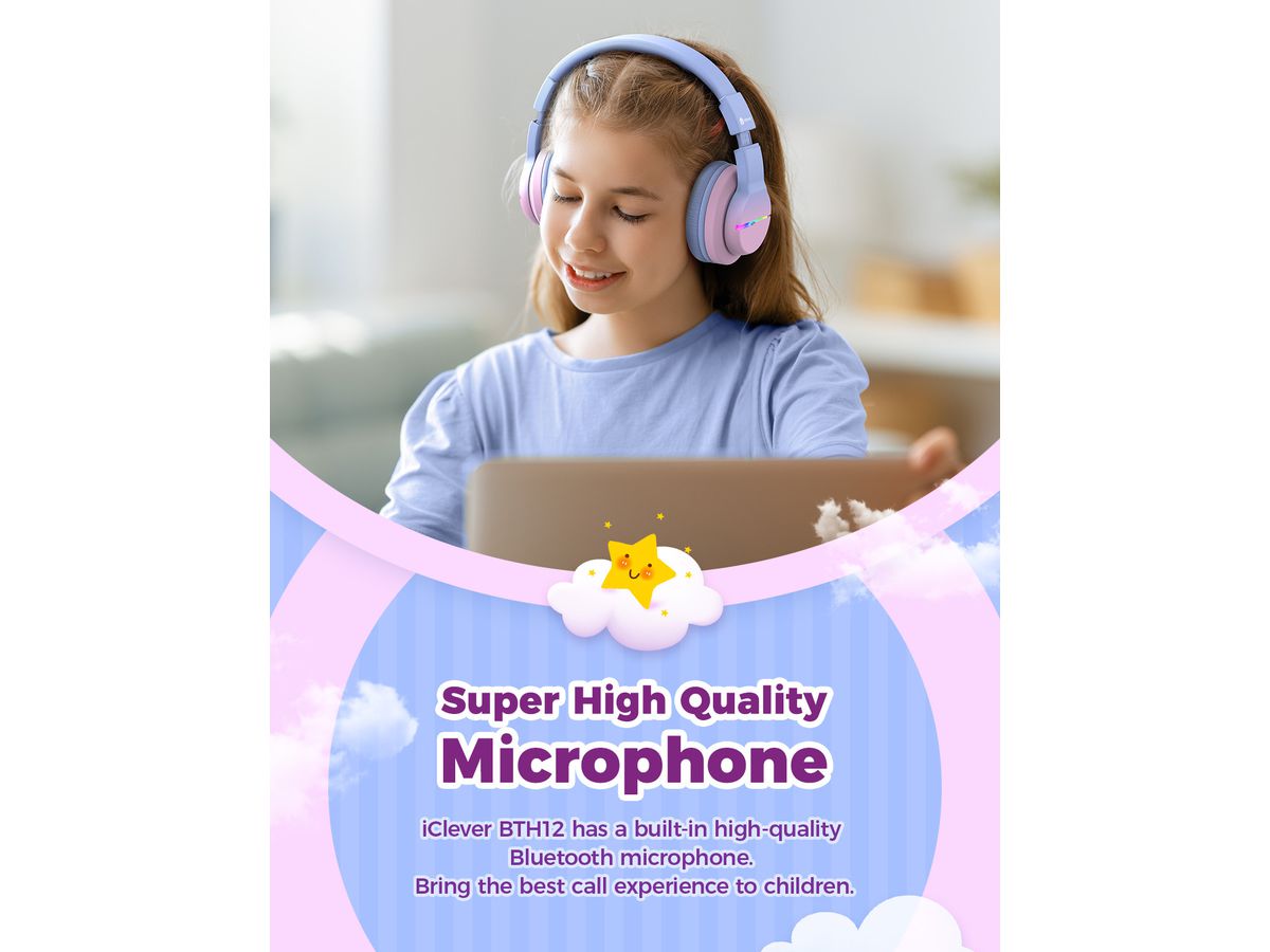 ICLEVER Kids Bluetooth Headphones C03-1702N-29 BTH12, LED, gradient pink (6934911796209)