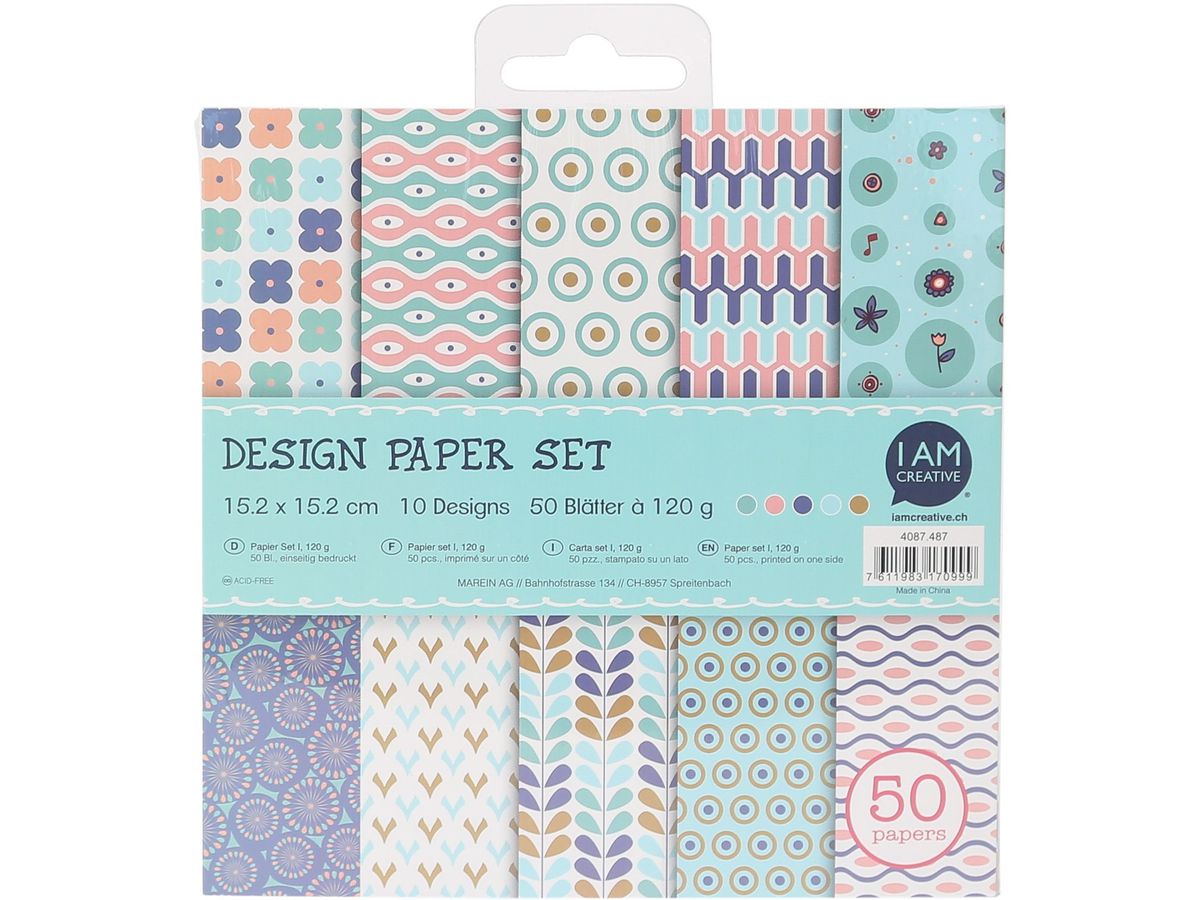 I AM CREATIVE Design Paper Set I 4087.487 50 feuilles, pastel (7611983170999)