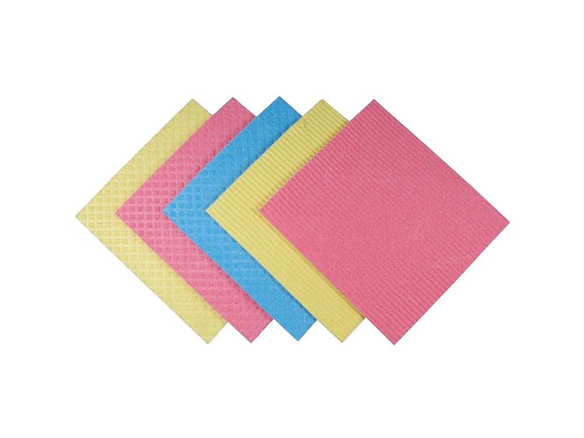 WEITACLEAN Schwammtuch 279052 Blau/Gelb/Rosa 5 Stück (7610588105207)