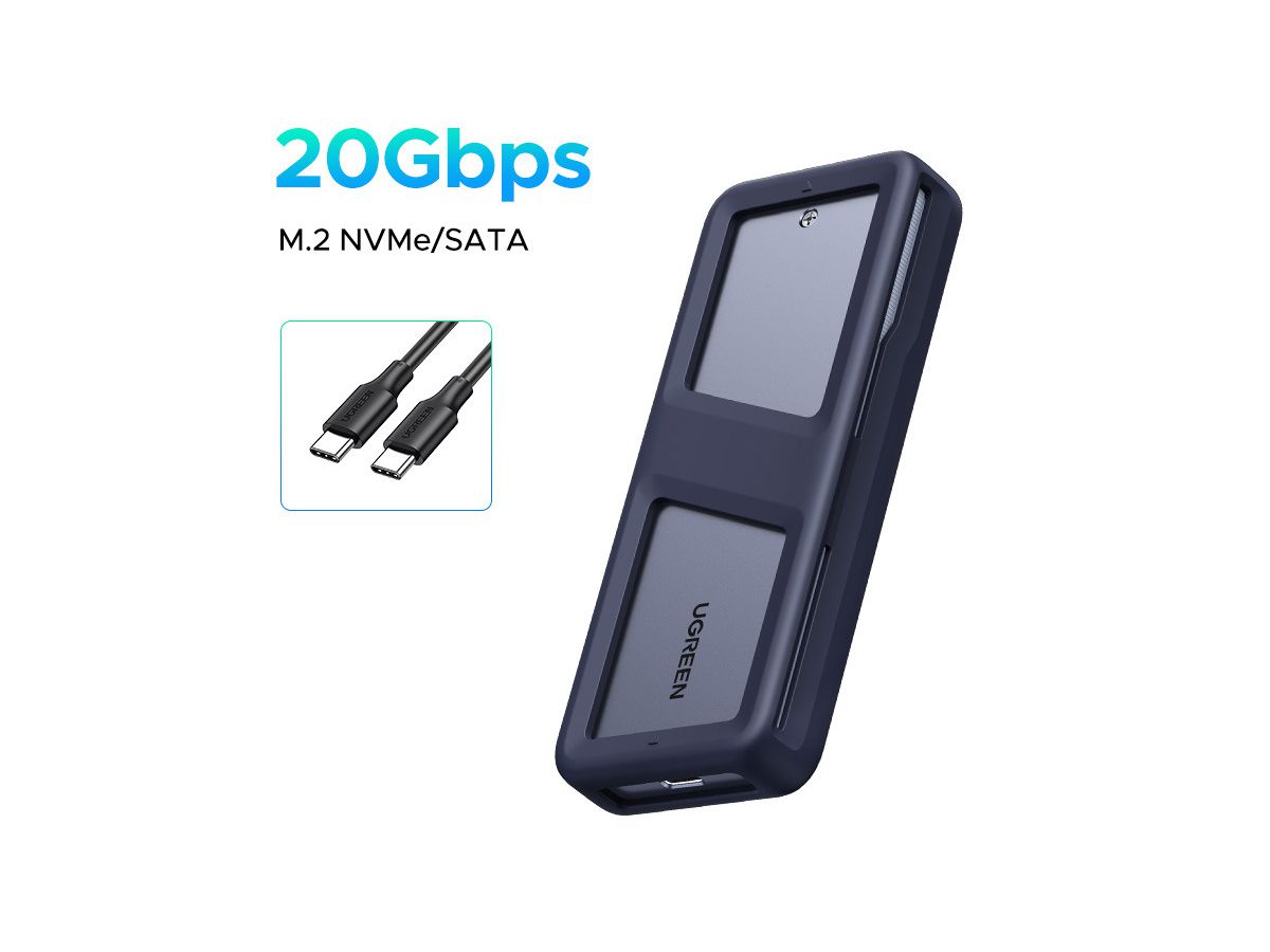 UGREEN SSD Enclosure M.2 NVMe/SATA 25665 2230/2242/2260/2280 20Gbps (6941876226658)
