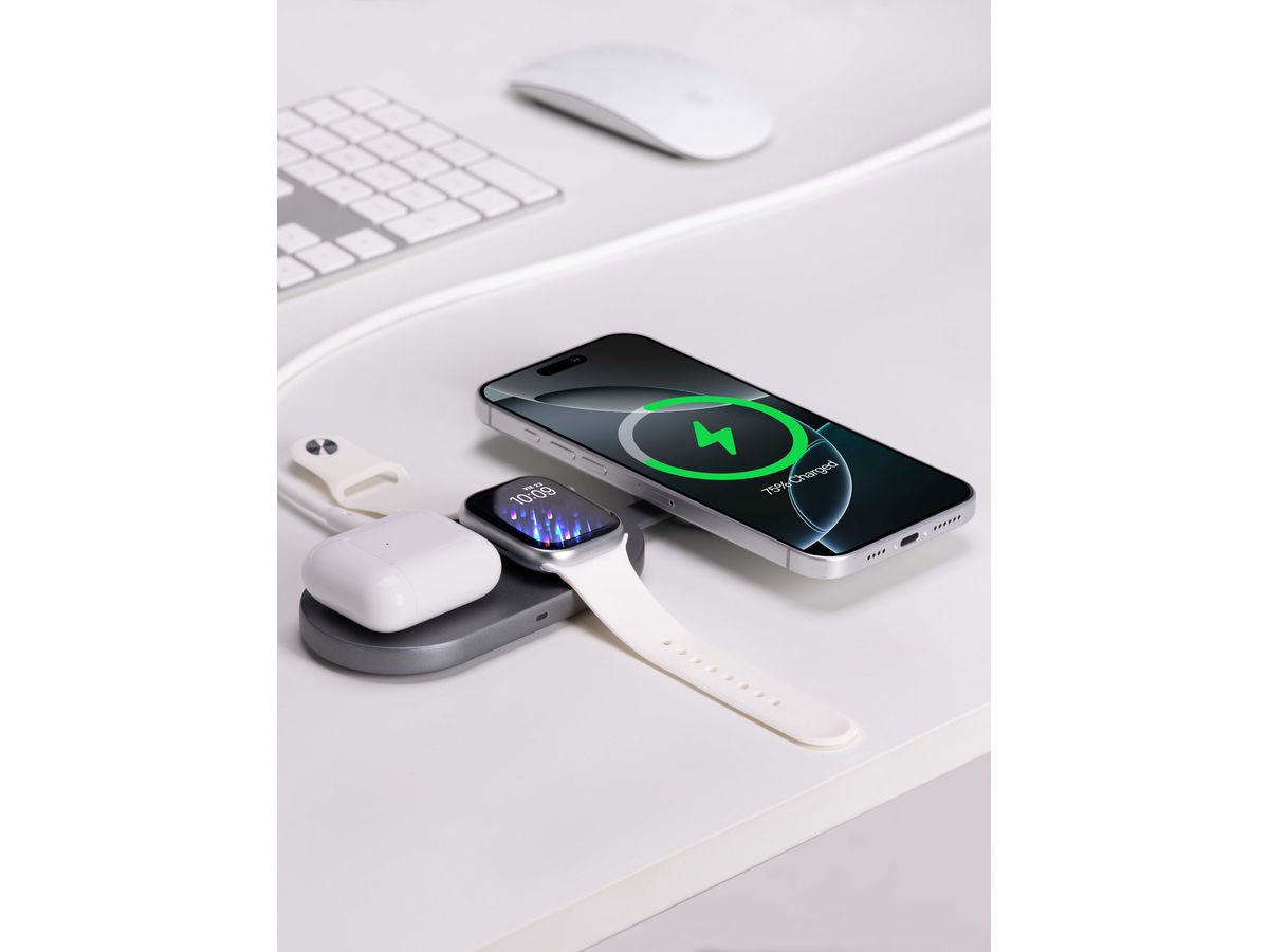 AUKEY MagFusionC 3-IN-1 foldable LC-MC313 Wirel.Charger Qi2 15W+5W+5W (0689323790555)