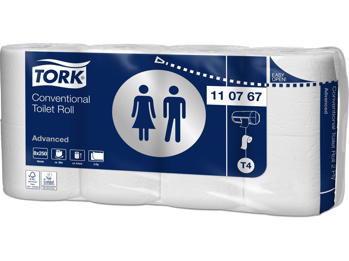 TORK Papier-toilette Advanced T4 110767 250 flls., 2 plis 8 pcs. (7322540861310)