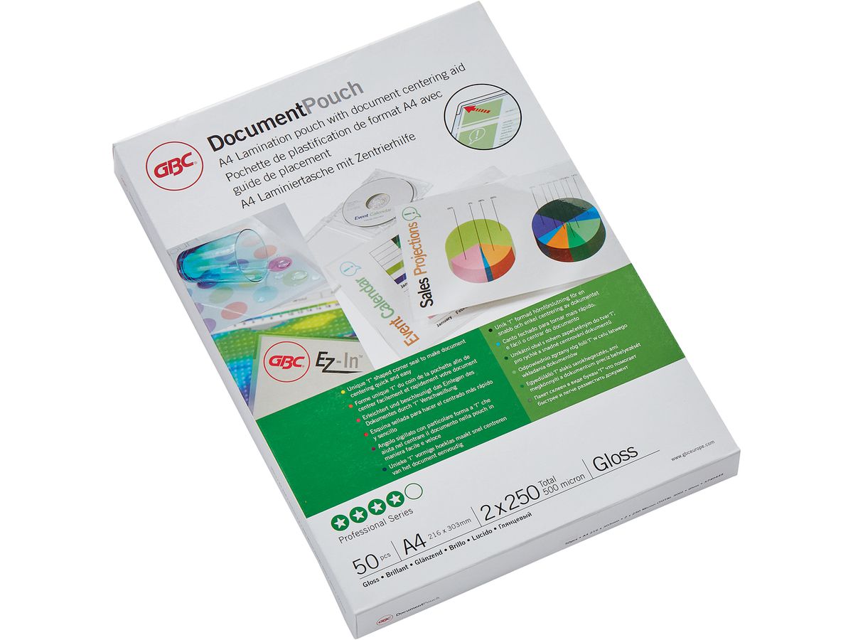 GBC Pelicole per laminazione A4 3740449 lucido, 250my 50 pezzi (0033816030916)
