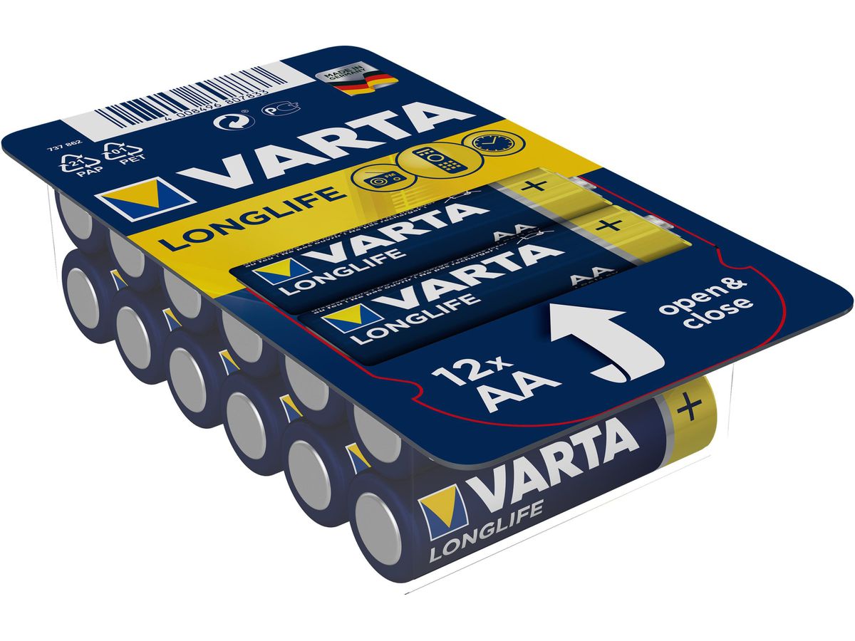 VARTA Longlife 4106301112 AA/LR06, 12 Stück (4008496807833)