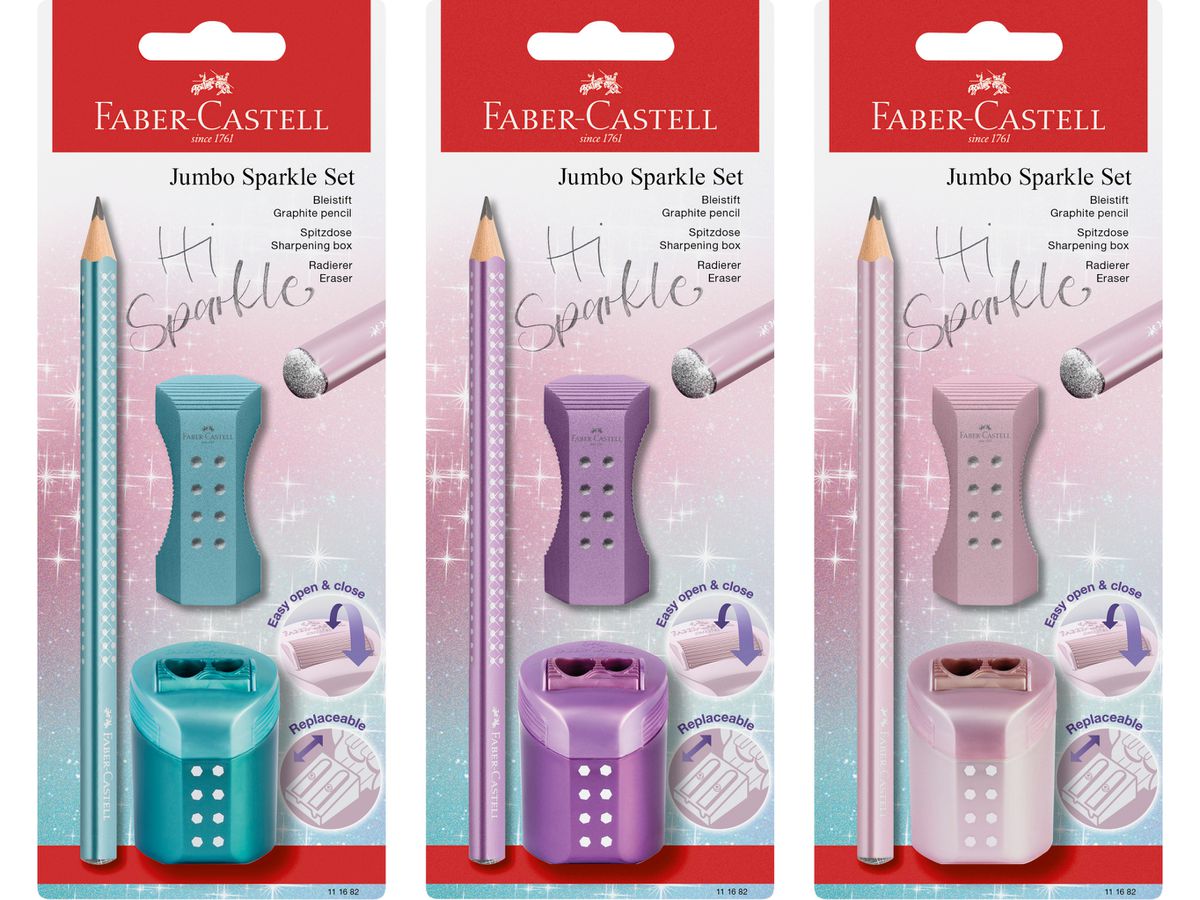 FABER-CASTELL Crayon B/gomme/taille-crayon 111682 Jumbo Sparkle Ensemble trié (4005401116820)