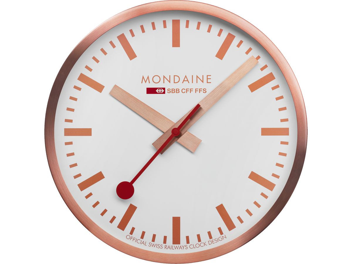 MONDAINE Wanduhr 250mm A990.18SBK weiss/rosegold (7611382602398)