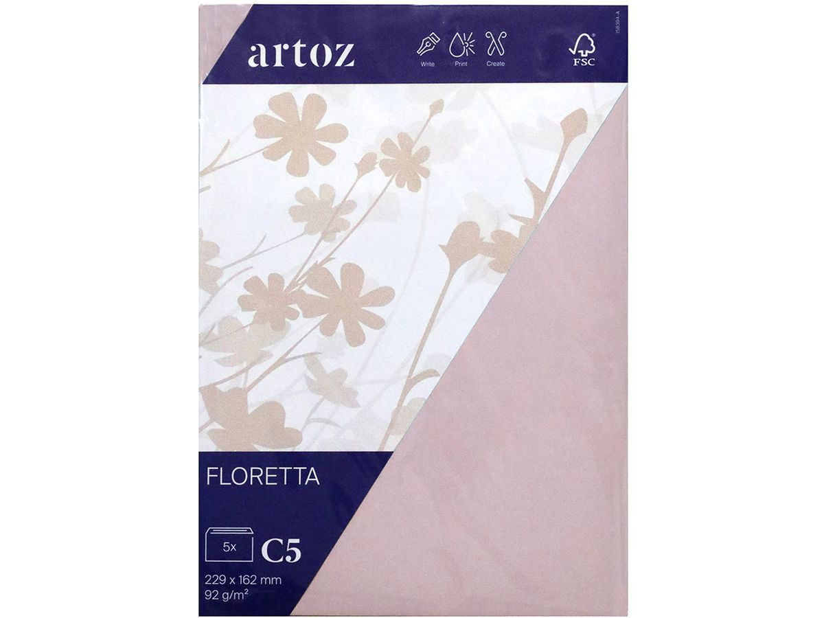 ARTOZ Enveloppes 1001 C5 15839418-281 92g, rose clair 5 pièces (7612996997948)