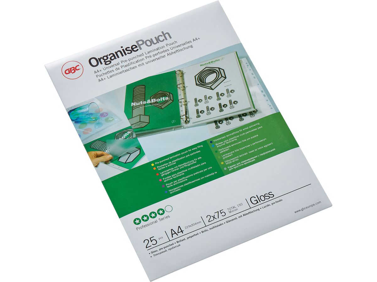 GBC Pochettes à plastifier A4+ 3747515 brillant, 75my 25 pcs. (0033816055247)