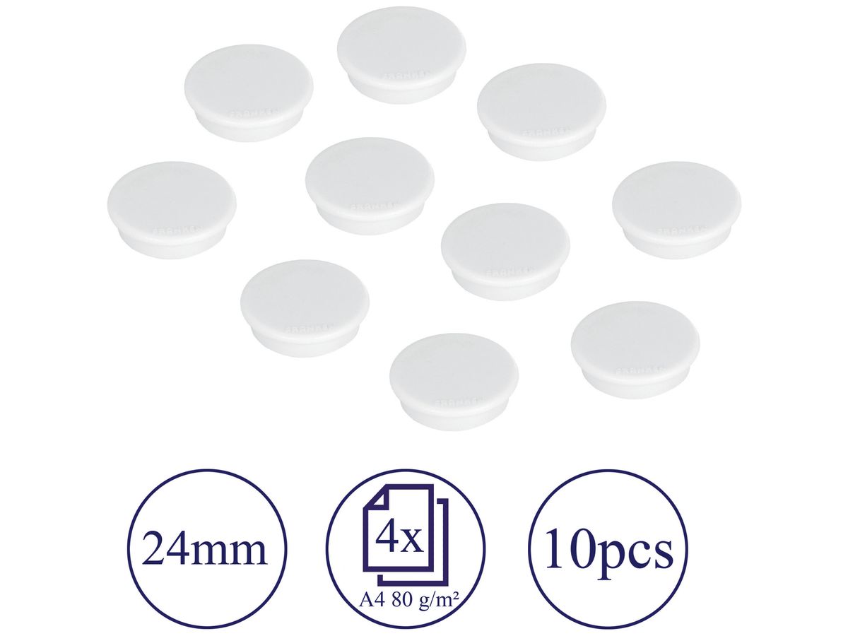 FRANKEN Haftmagnete 24mm HM20 09 weiss 10 Stück (4016946051897)