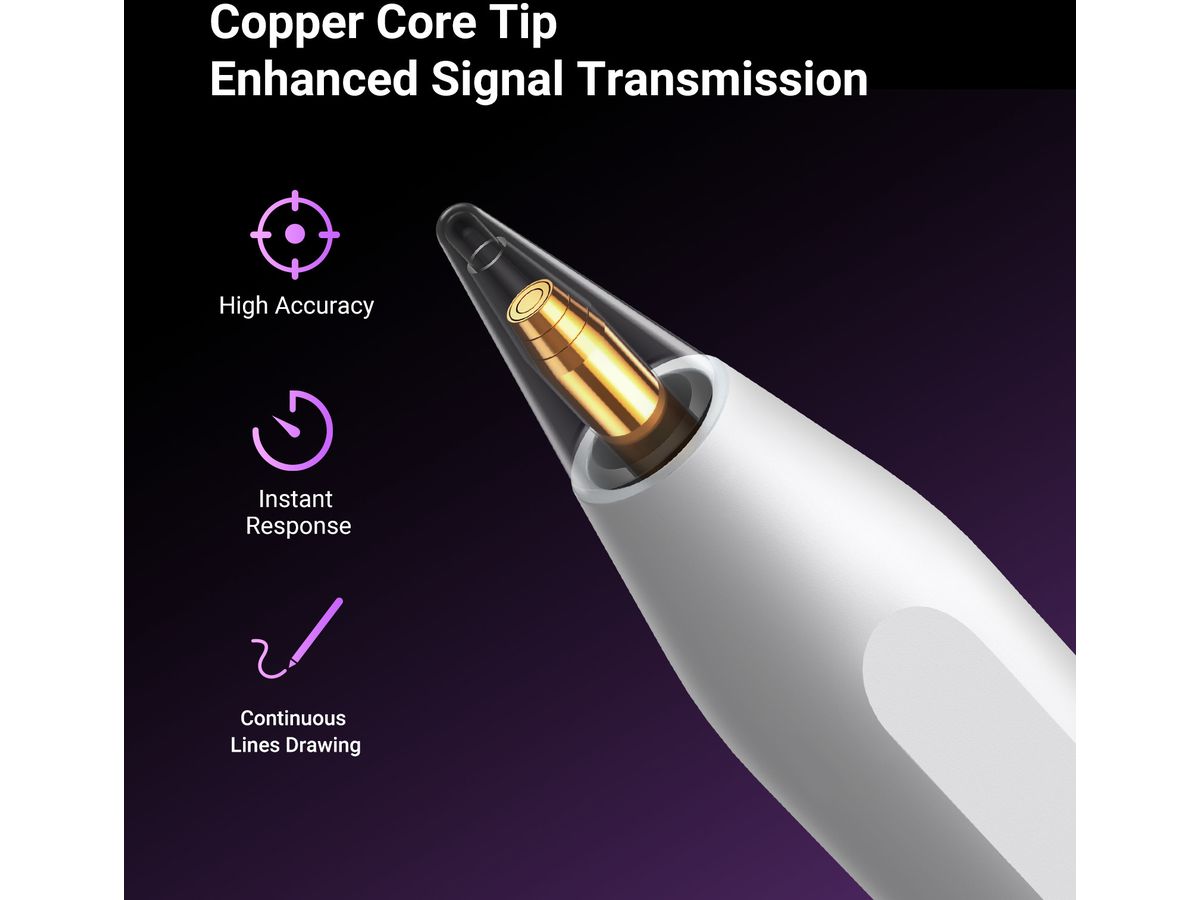 UGREEN Smart Stylus Pen for iPad 15910 Magnetic Charging, White (6941876219100)