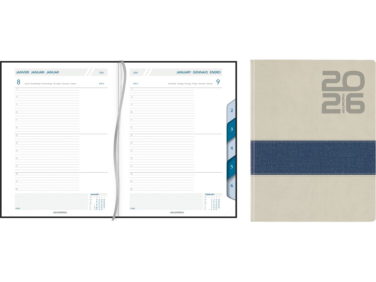 AURORA Agenda Vican Largo 2026 3113 1T/1S ass. ML 16.5x21cm (5411028431137)