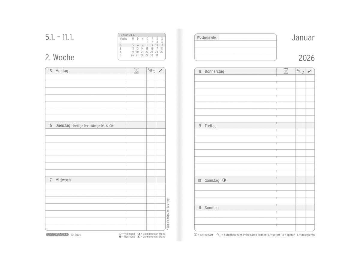 CHRONOPLAN Chronobook Business 2026 50826Z.26 1S/2P noir Mini (4004182088319)