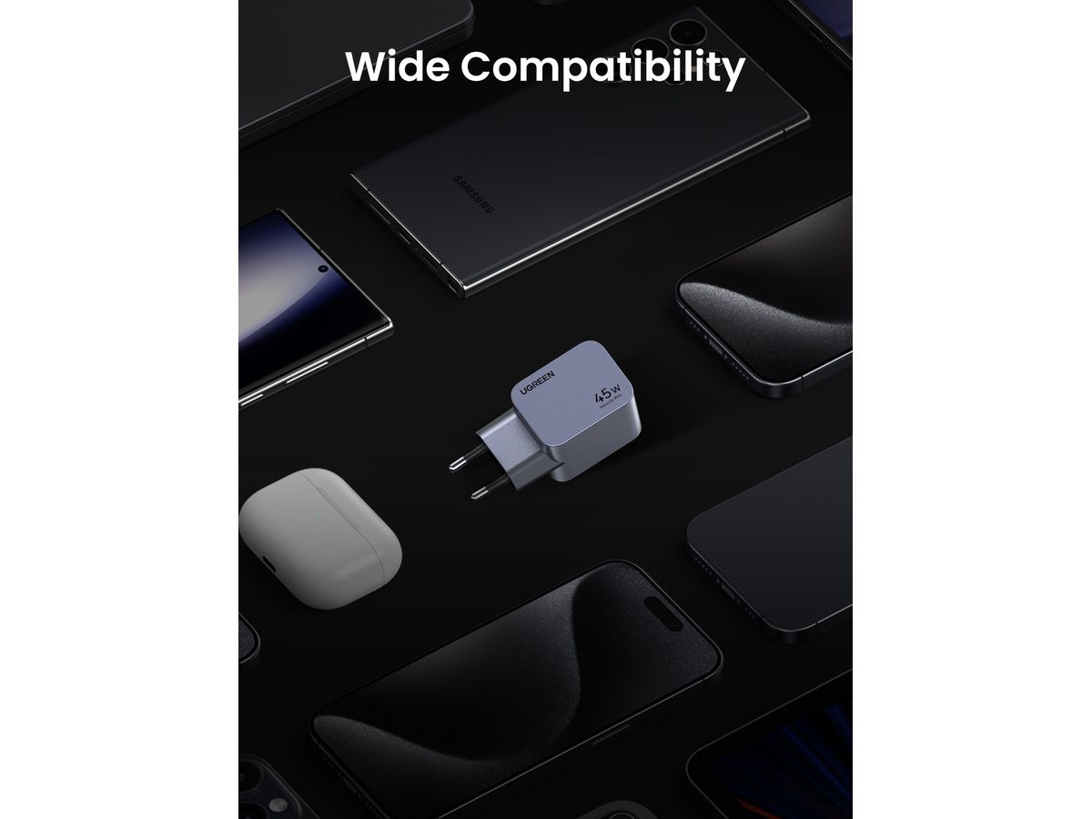 UGREEN USB Wallcharger Nexode Pro 35008 45W, Dual USB-C, GaN (6941876230082)