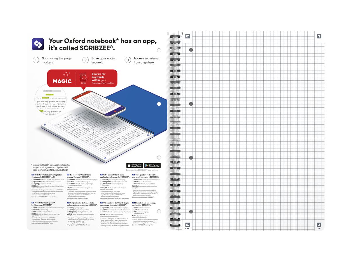 OXFORD Collegeblock A4+ 100050228 kariert 5mm, 90g 70 Blatt (4006144939400)