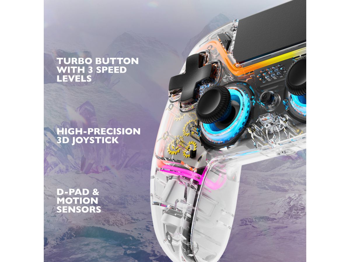 DELTACO Wireless Controller PS4 GAM-139-T Transparent (7333048060839)