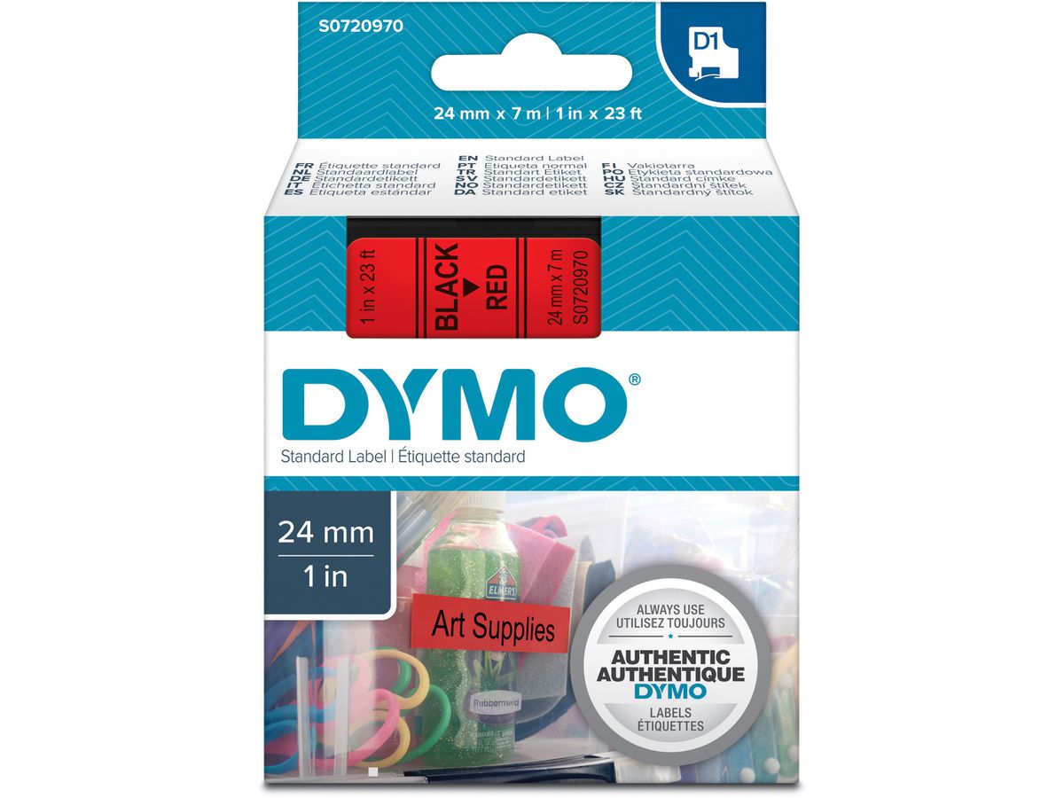 DYMO Ruban D1 S0720970 noir/rouge 24mm/7m (5411313537179)