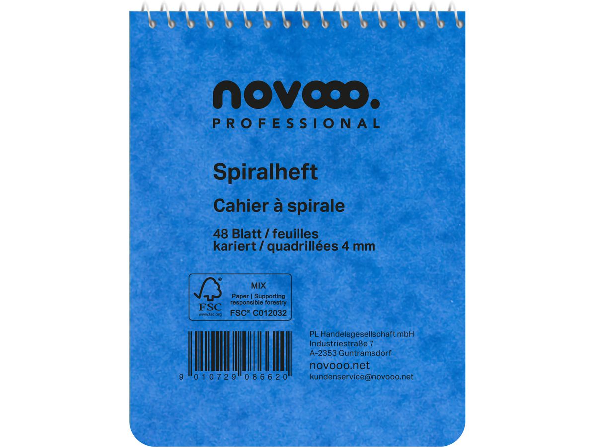 NOVOOO Quaderno spirale 10,1×7,6cm 729774 scacchi,4mm,70g, ass. 48 fogli (9010729086620)
