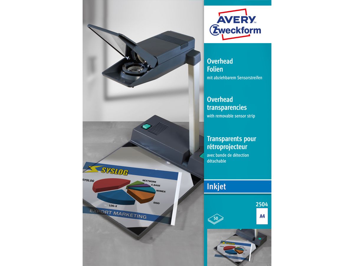AVERY ZWECKFORM Film Overhead A4 2504 0,11mm inkjet 50 fogli (4004182025048)