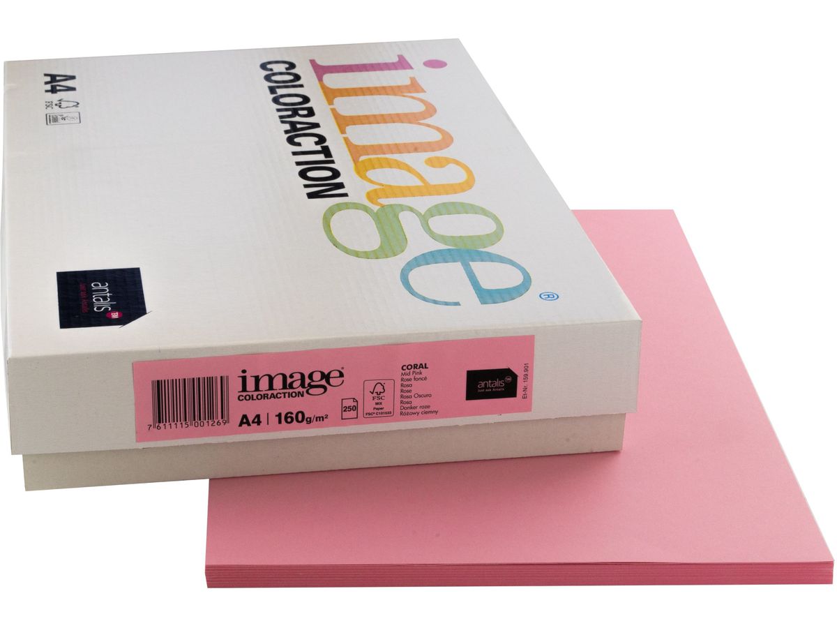 IMAGE COLORACTION Papier à copier Coral A4 266734 160g, rose 250 feuilles (7611115001269)