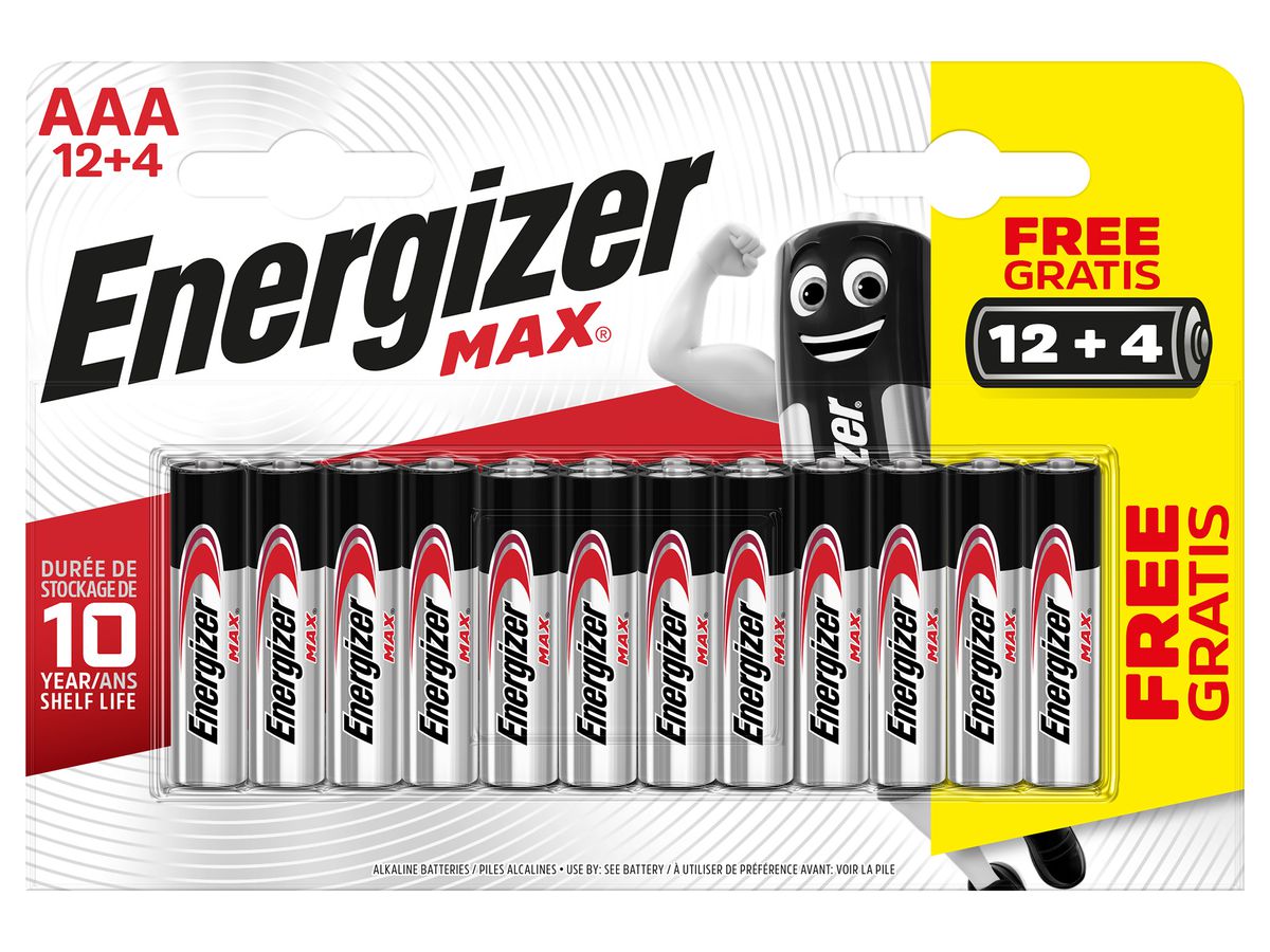 ENERGIZER Batterien Max AAA 1.5V E301532500 Blister 12+4 Stück (7638900438284)