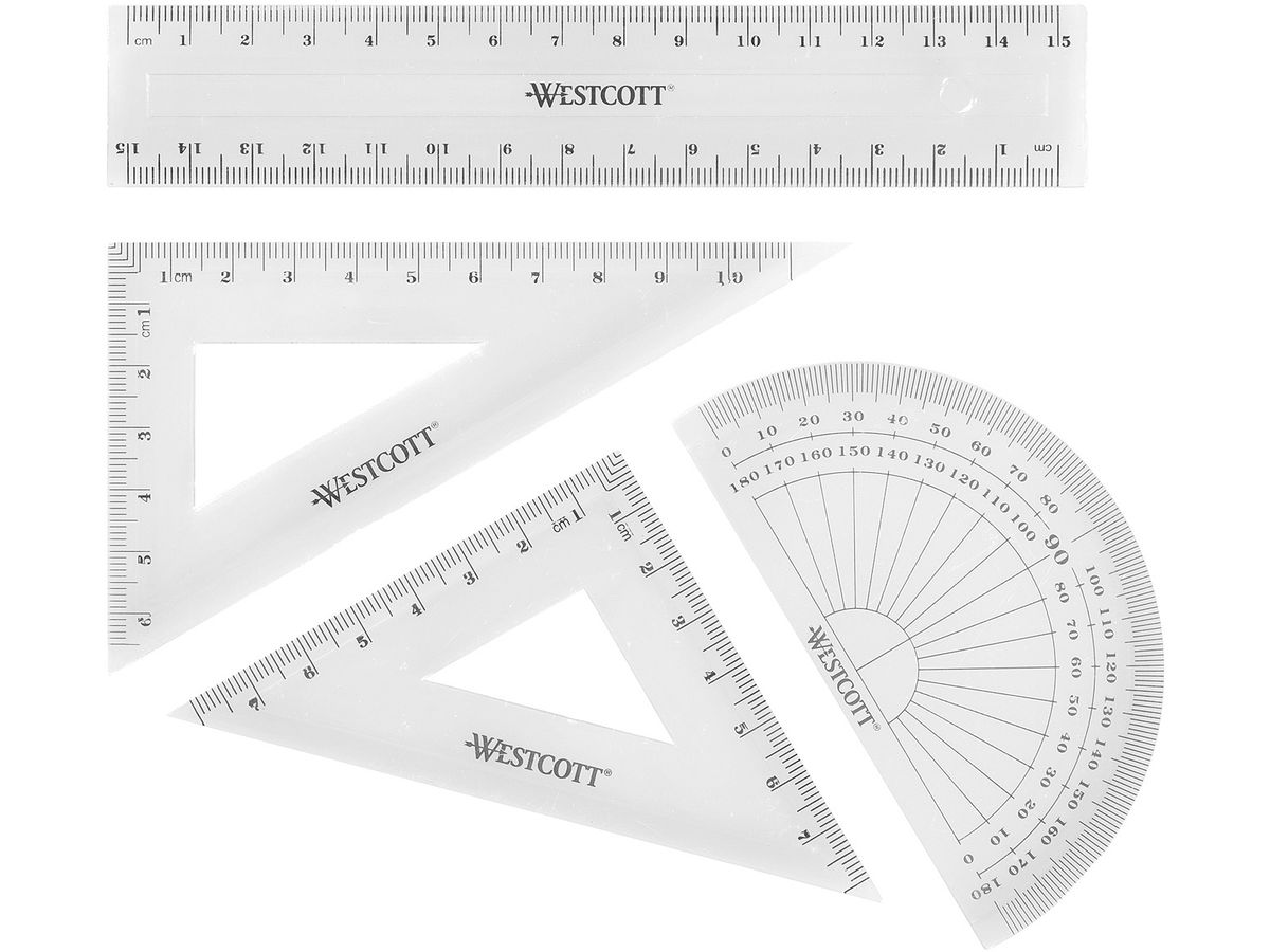 WESTCOTT Set équerre E-10303 00 transparent 4 pcs. (4027521515499)