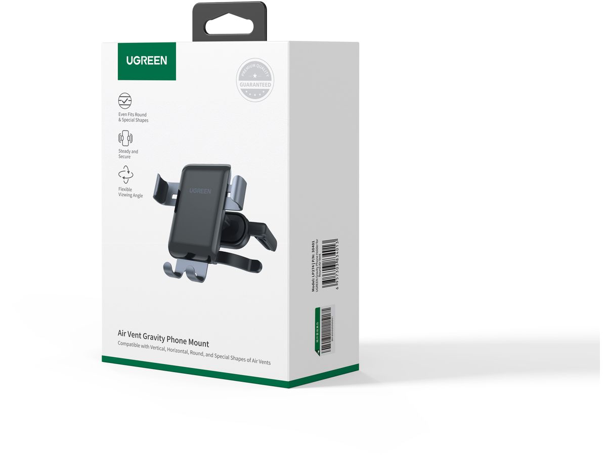 UGREEN Round Air Vent Gravity 30401 Phone Holder, Black (6957303834013)