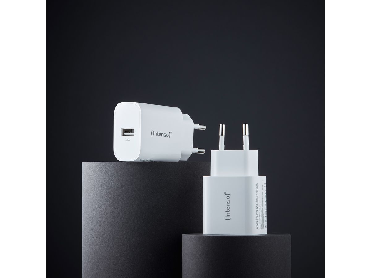 INTENSO Power Adapter W5A Charger 7800522 5W, USB-A, white double pack (4034303036301)
