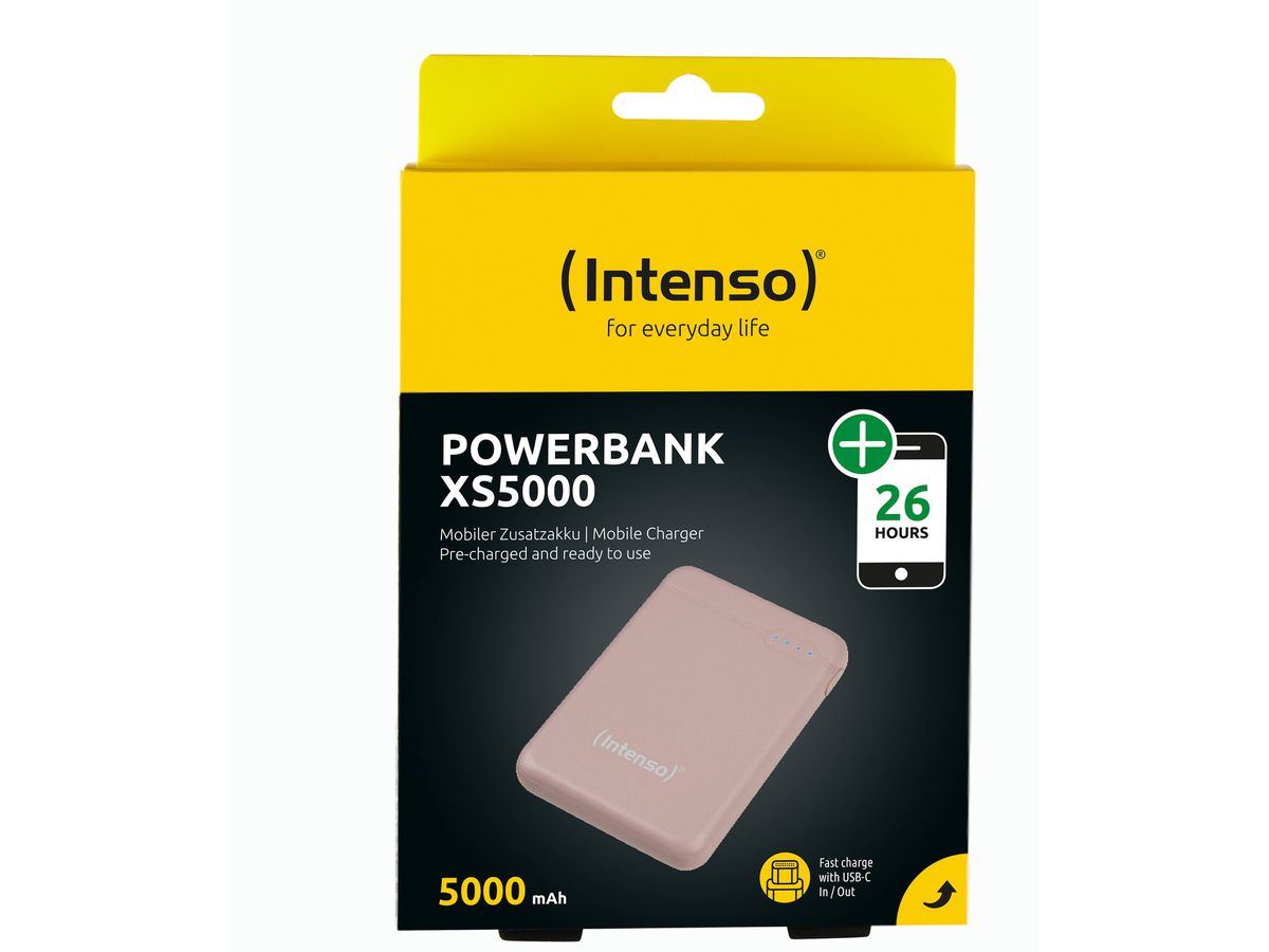 INTENSO Powerbank XS5000, rose 7313523 5000 mAh, USB-A, USB-C (4034303028313)
