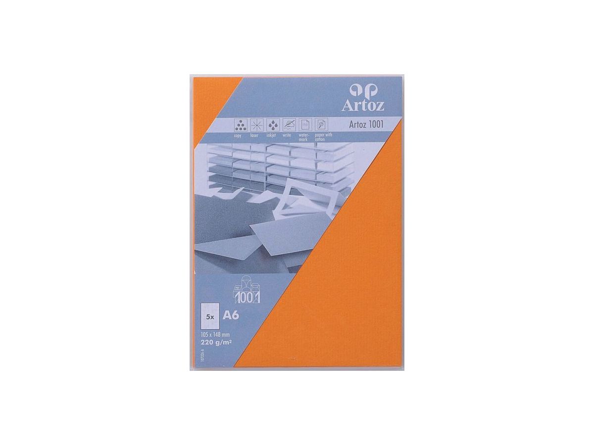ARTOZ Karten 1001 A6 107326145 220g, orange 5 Blatt (7612450982688)