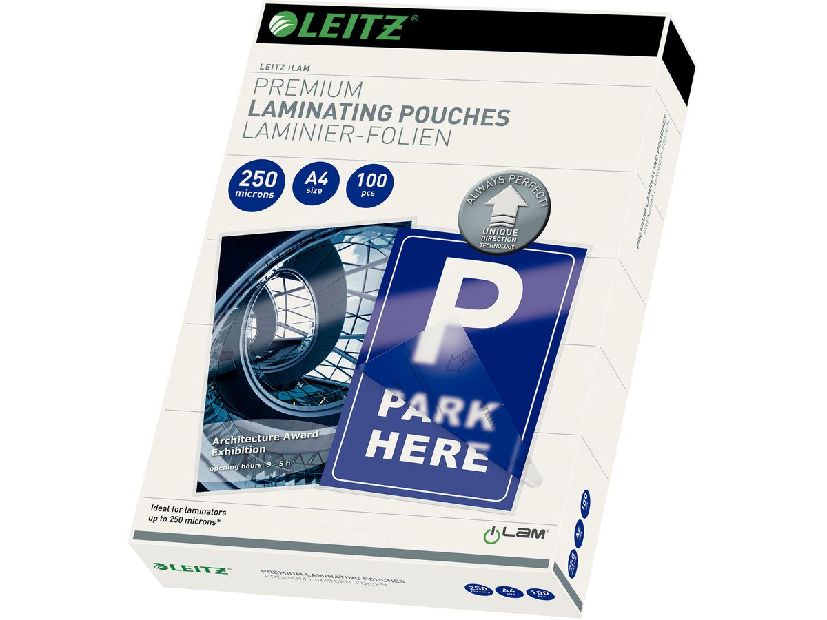 LEITZ Pochettes à plastifier A4 74840000 brillant, 250my 100 pcs. (4002432397686)