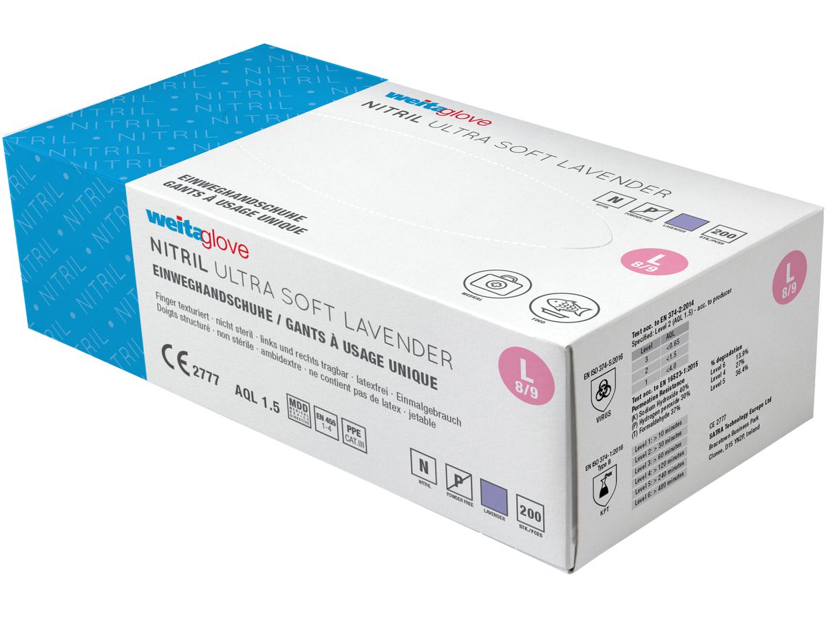 WEITA Einweghandschuhe Nitri Gr. L 836104 Ultra Soft Lavendel 200 Stück (7610588105856)