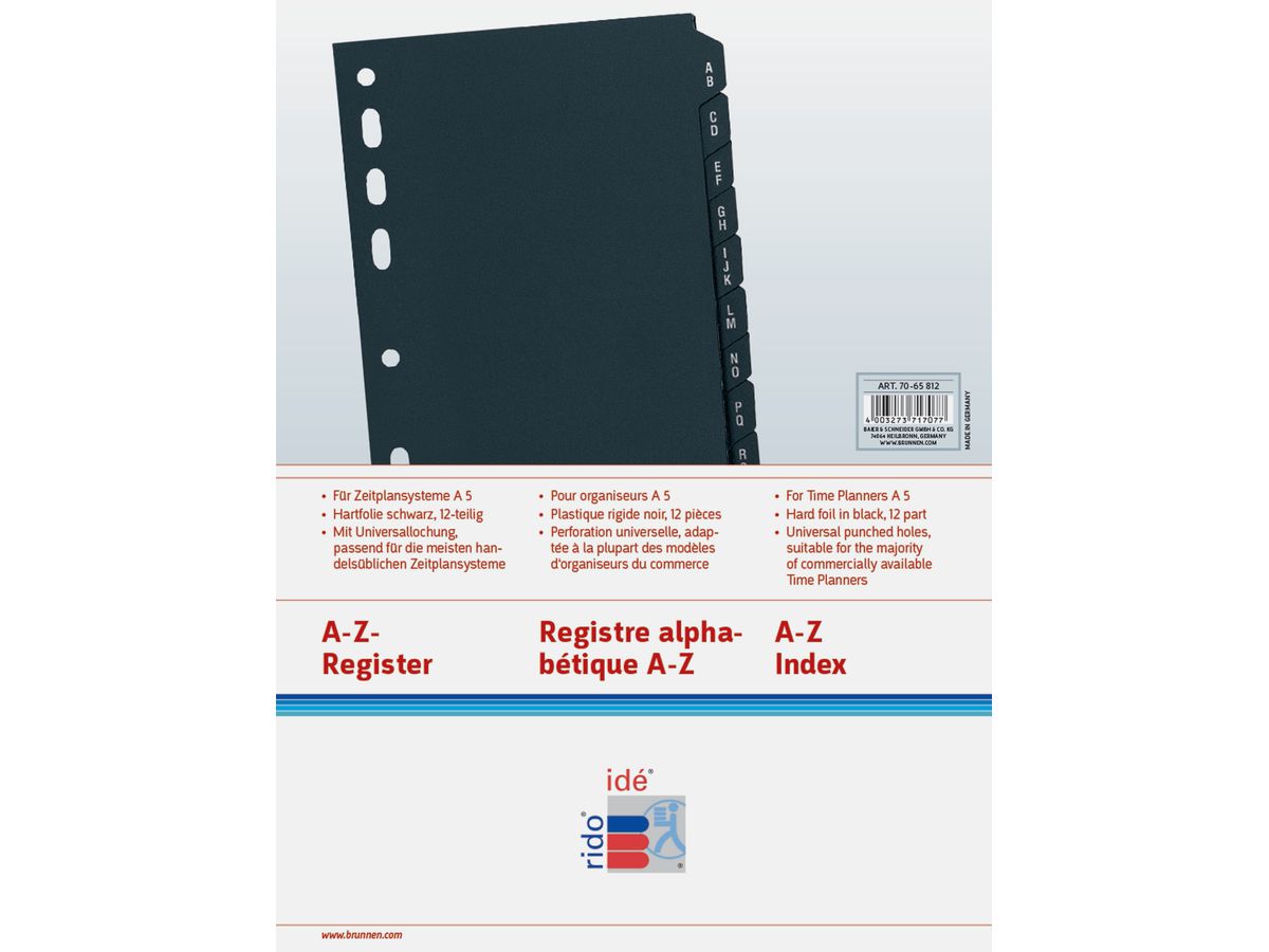 RIDOIDE Timing 1 répert.adresses/tel. 7065812.26 A-Z 12 parties 16.2x21.6cm (4003273717077)