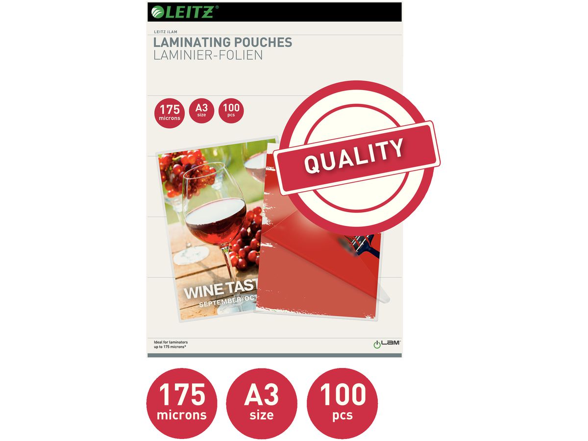 LEITZ Laminiertasche A3 16932 glanz, 175my 100 Stk (5411313169325)