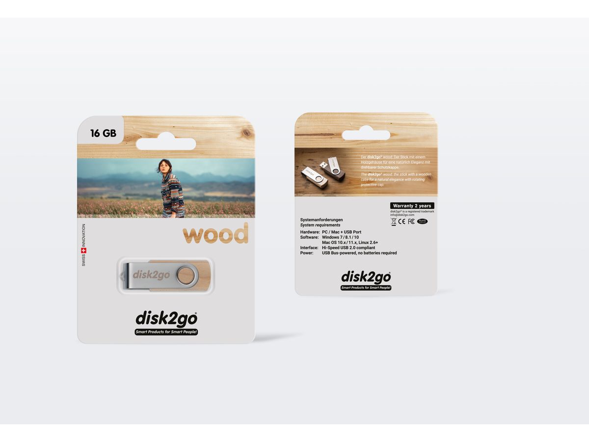 DISK2GO USB-Stick wood 16GB 30006661 USB 2.0 (7640111166979)