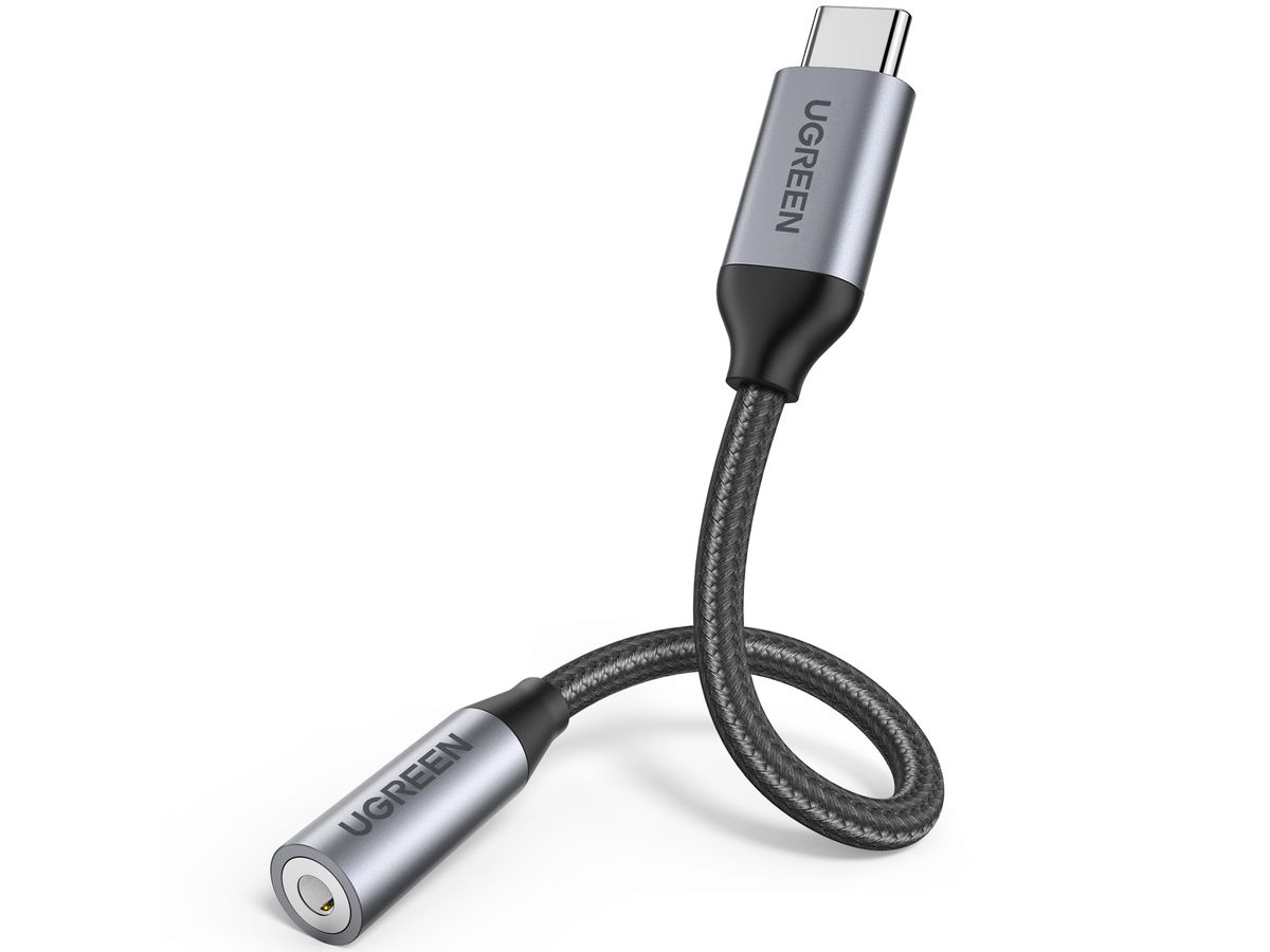 UGREEN USB-C to 3.5mm headphone 30632 jack adapter 10cm, Grey (6957303836321)
