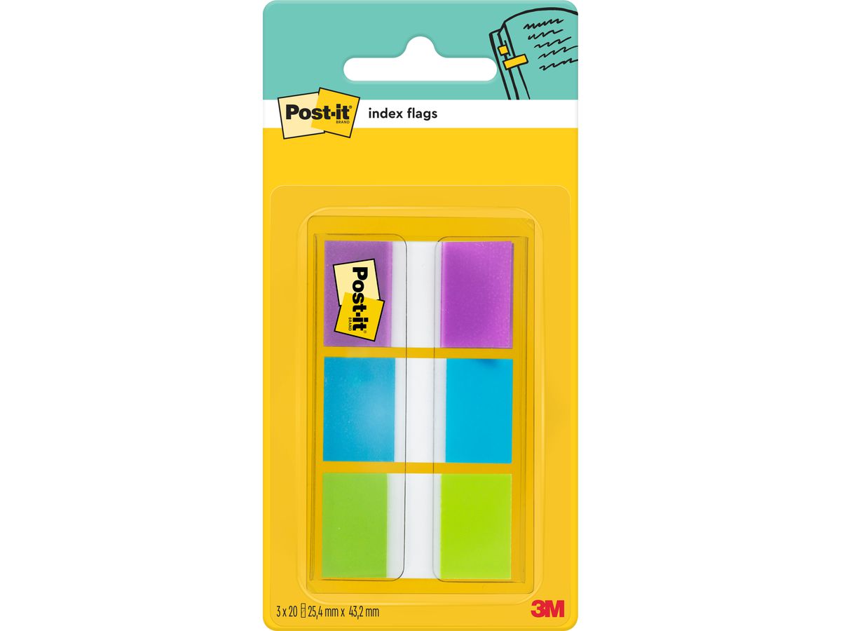 POST-IT Dispenser Index 24x43.1mm 680-PBGEU lila,blau,grün 3x20 Stück (0051135809976)