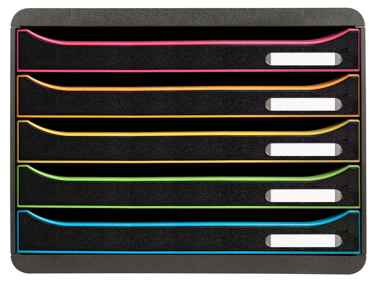 EXACOMPTA Schubladenbox Big-Box Plus 308914D schwarz/Harlekin, 5 Schubl. (9002493430136)