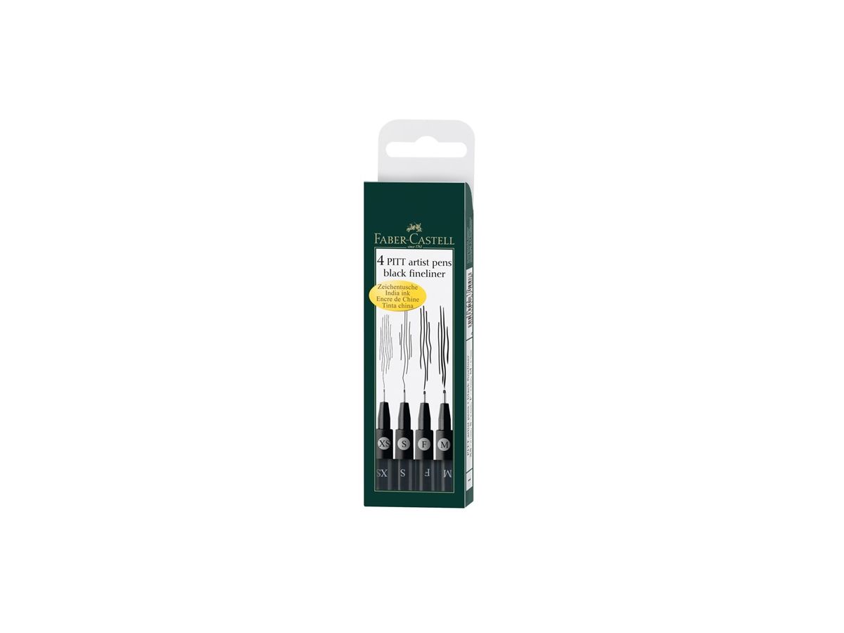 FABER-CASTELL Pitt Tuschestift Set 167115 permanent, noir 4 pcs. (4005401671152)