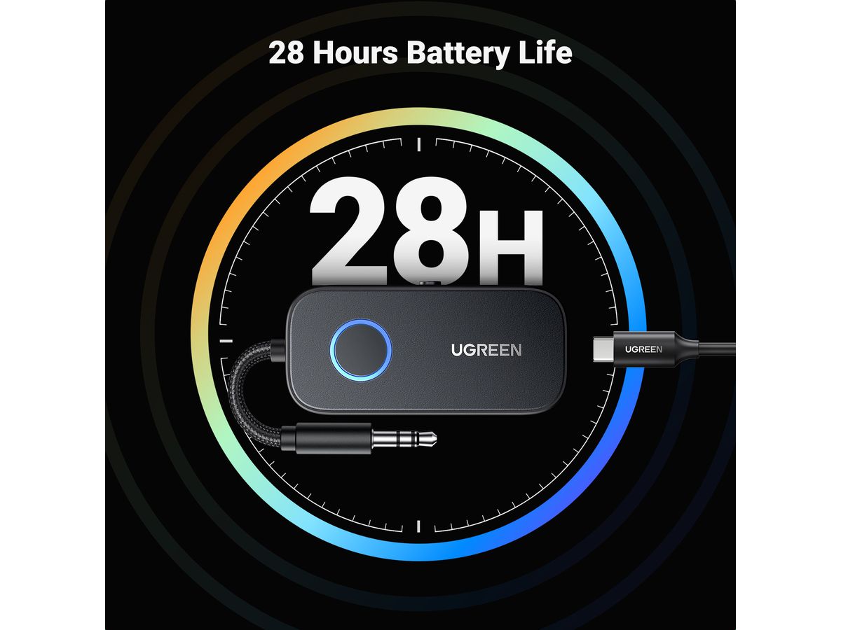 UGREEN Travel Audio Transmitter 35222A TX/RX, BT 5.2, Dual Pairing (6941876243228)